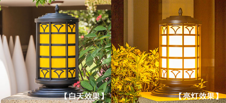 麻豆视频APP官网照明(QDZTD-009)戶外圓柱仿雲石柱頭燈亮燈效果