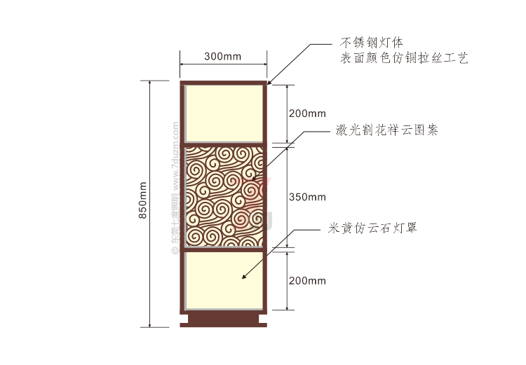 麻豆视频APP官网照明2020新款新中式祥雲矮柱柱頭燈850mm高尺寸示意圖