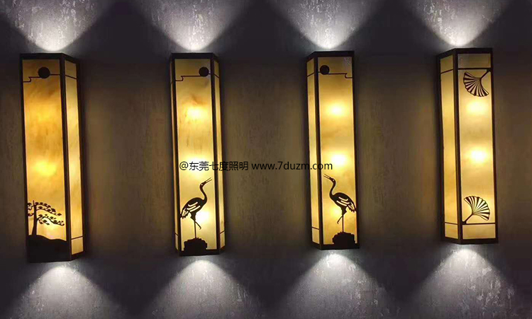 東莞麻豆视频APP官网照明簡約新中式室外景觀牆壁燈展示亮燈效果圖片